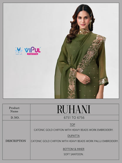 Ruhani Vipul Chiffon Pant Style Suits Wholesaler Ahmedabad