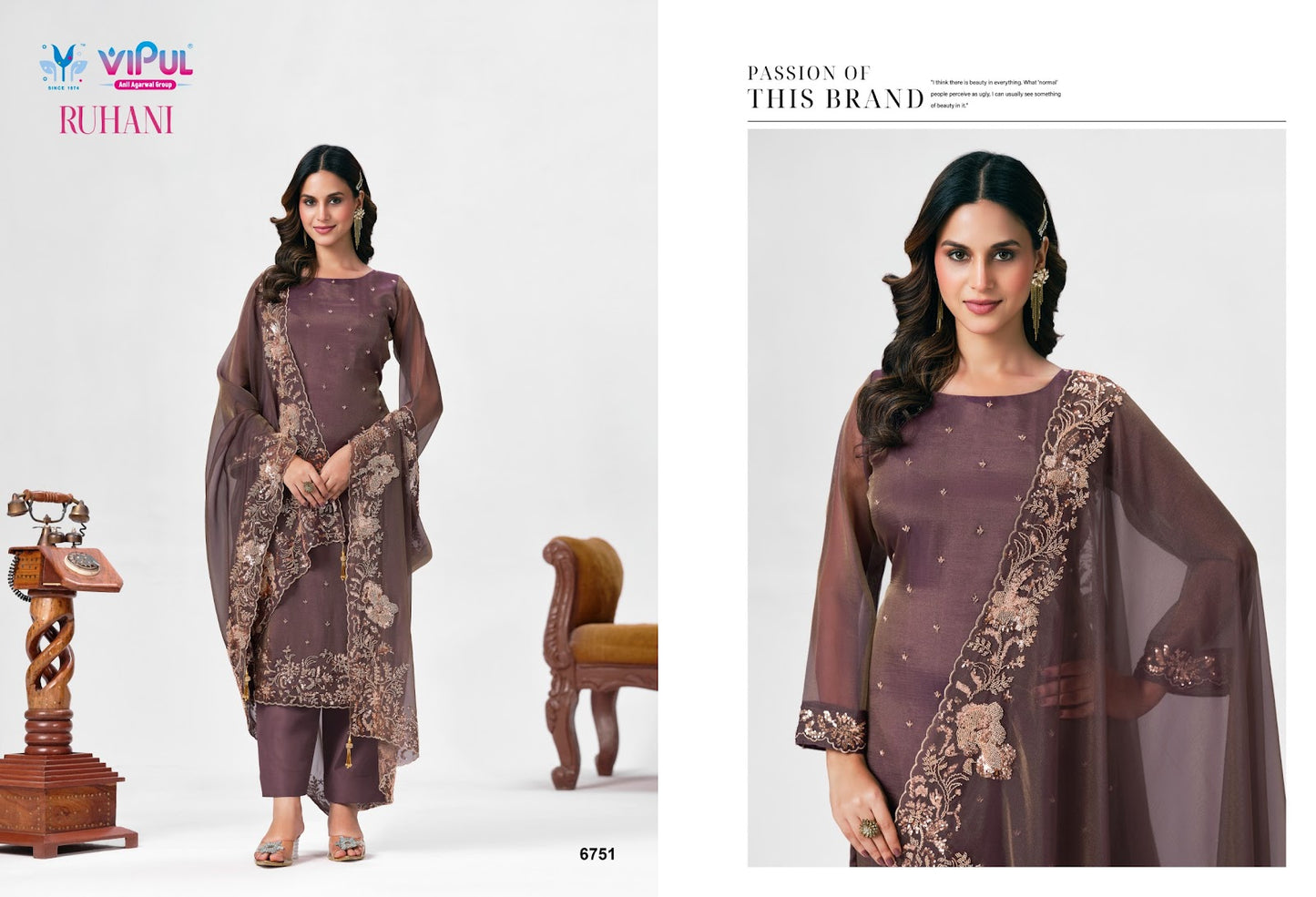 Ruhani Vipul Chiffon Pant Style Suits Wholesaler Ahmedabad