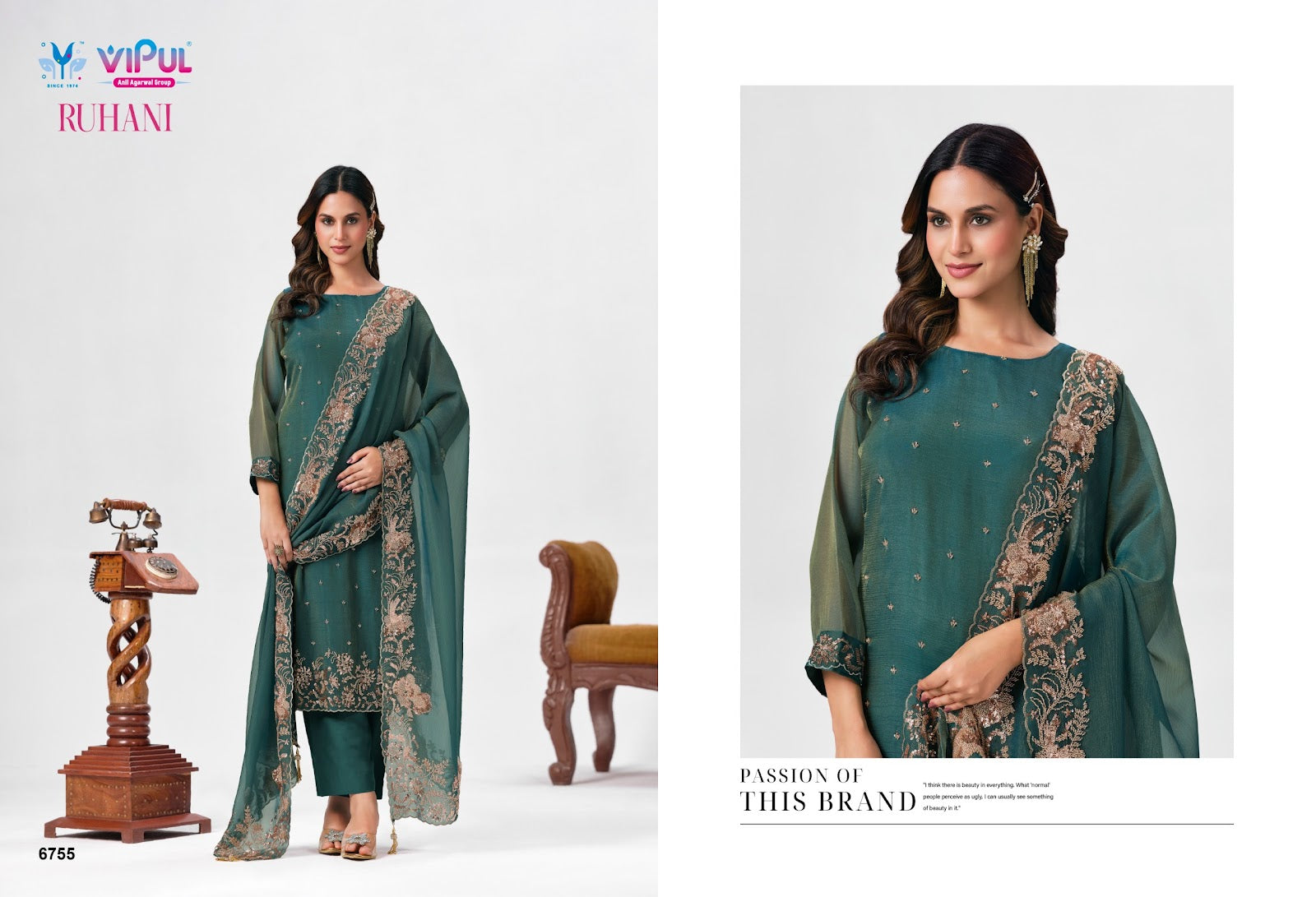 Ruhani Vipul Chiffon Pant Style Suits Wholesaler Ahmedabad