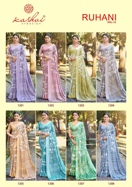 Ruhani Vol 12 Kashvi Creation Dull Moss Sarees Exporter
