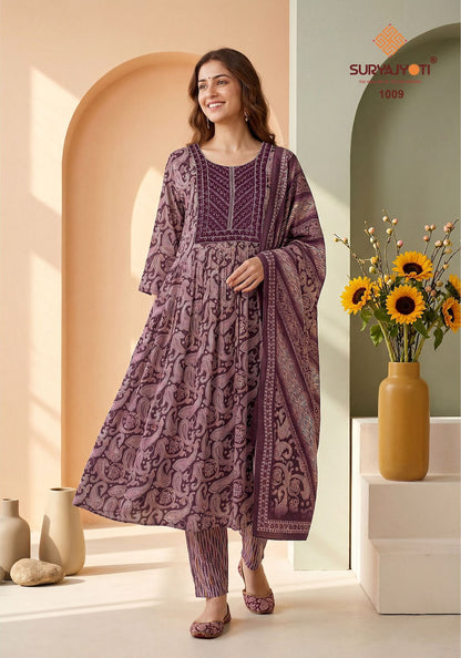 Ruhani Vol 1 Suryajyoti Rayon Readymade Anarkali Suits Manufacturer Gujarat
