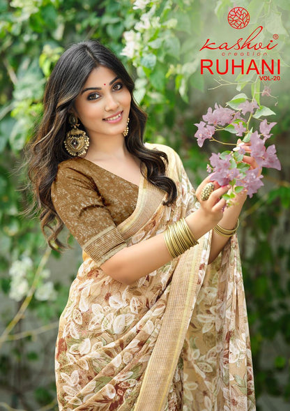 Ruhani Vol 20 Kashvi Creation Dull Moss Sarees Exporter Ahmedabad