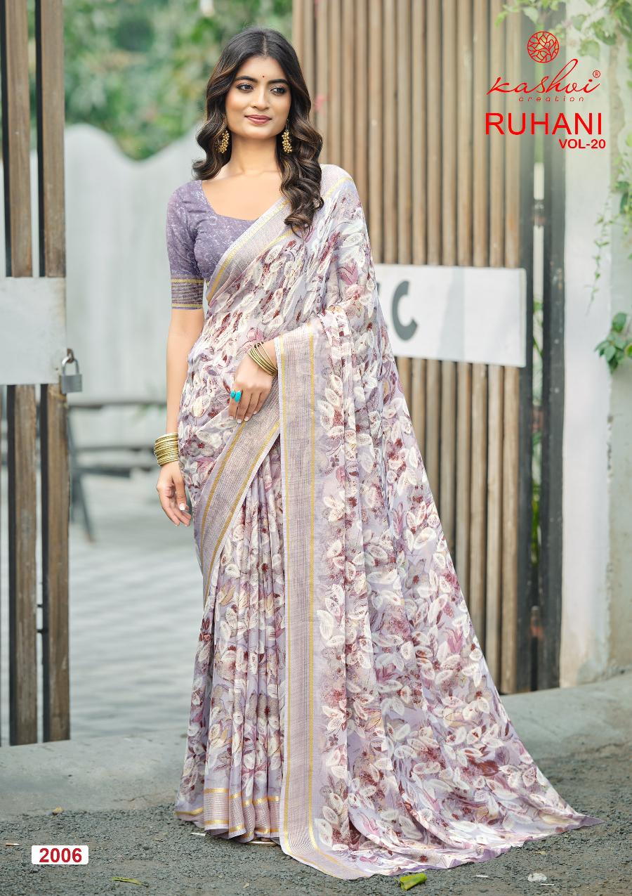 Ruhani Vol 20 Kashvi Creation Dull Moss Sarees Exporter Ahmedabad