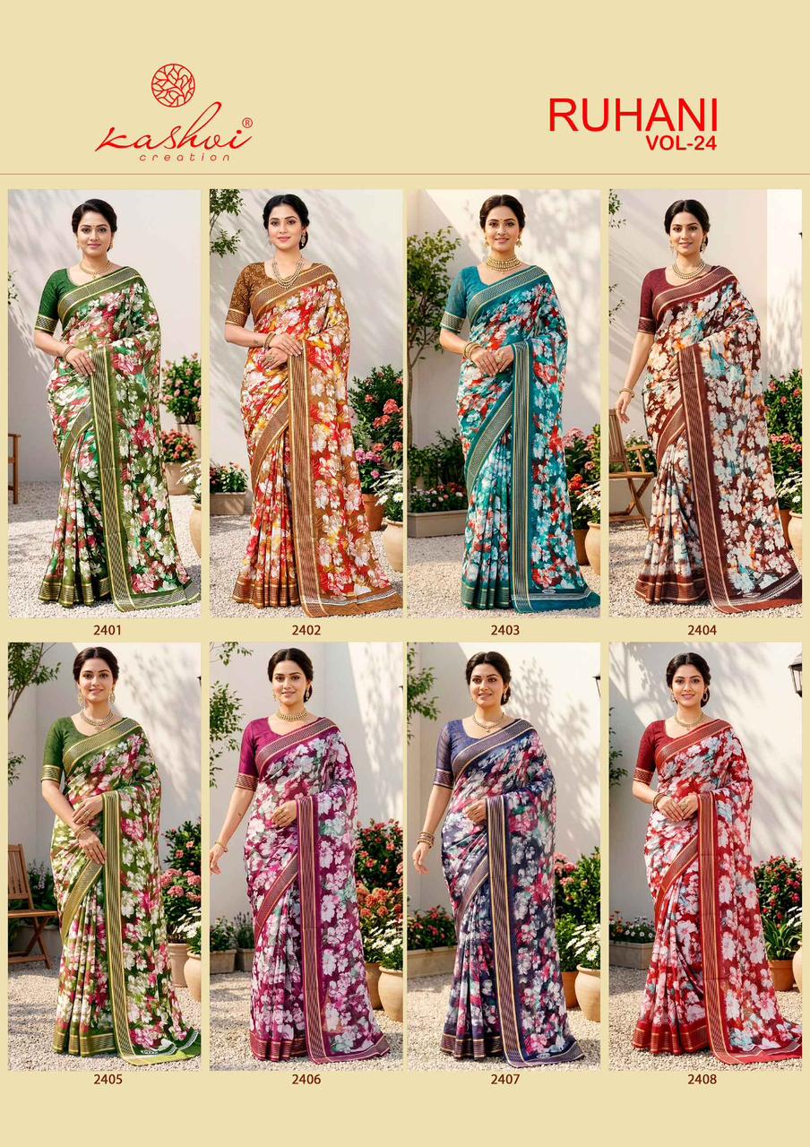 Ruhani Vol 24 Kashvi Creation Dull Moss Sarees Manufacturer