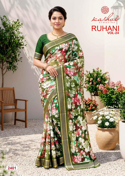 Ruhani Vol 24 Kashvi Creation Dull Moss Sarees Manufacturer