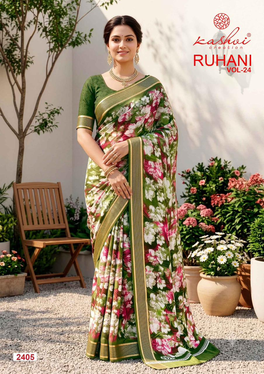 Ruhani Vol 24 Kashvi Creation Dull Moss Sarees Manufacturer
