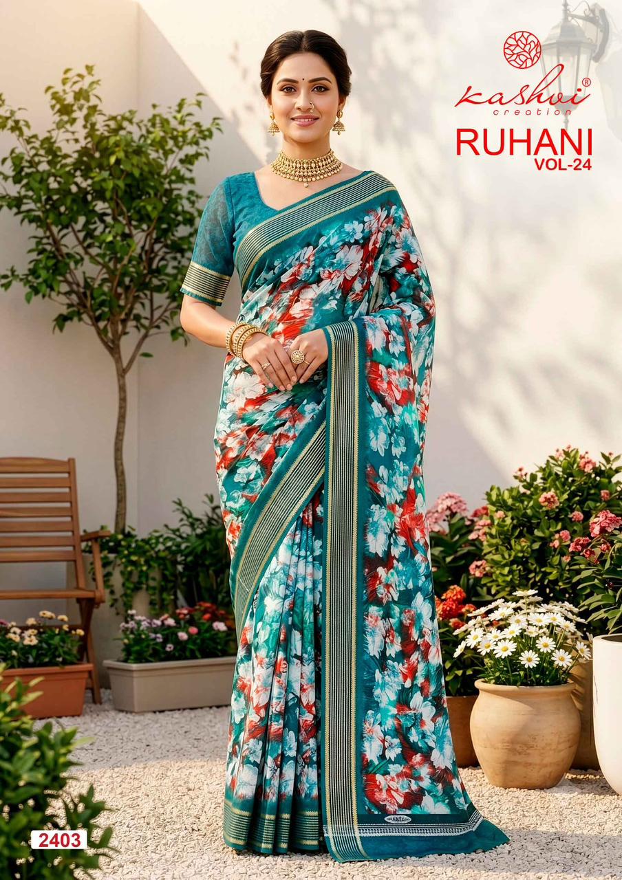 Ruhani Vol 24 Kashvi Creation Dull Moss Sarees Manufacturer