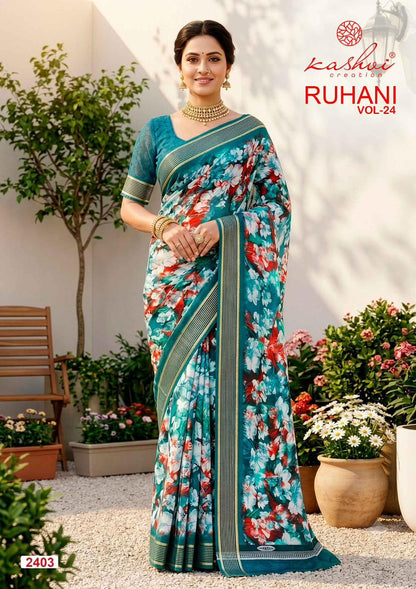 Ruhani Vol 24 Kashvi Creation Dull Moss Sarees Manufacturer