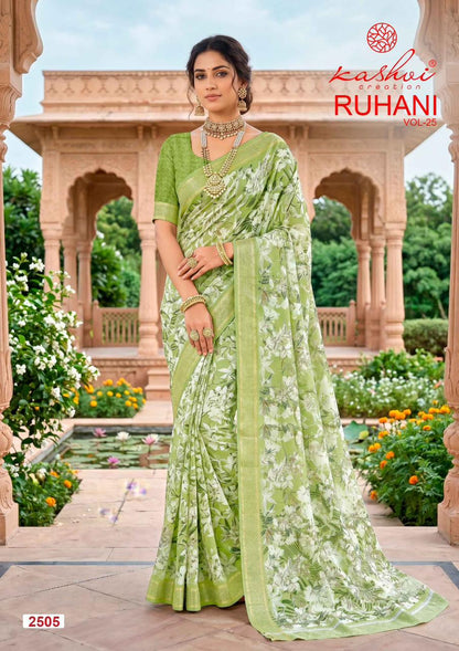 Ruhani Vol 25 Kashvi Creation Dull Moss Sarees Wholesale