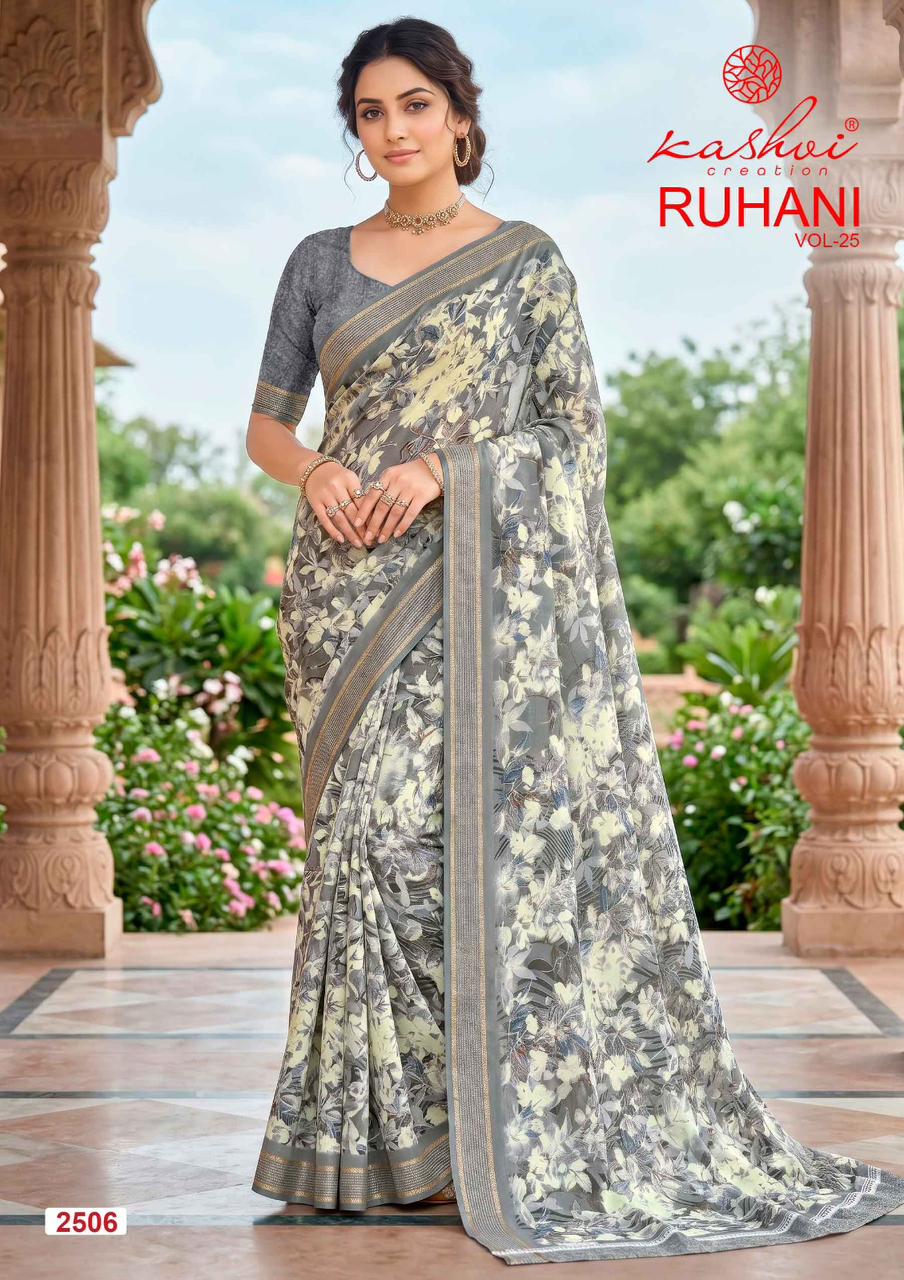 Ruhani Vol 25 Kashvi Creation Dull Moss Sarees Wholesale