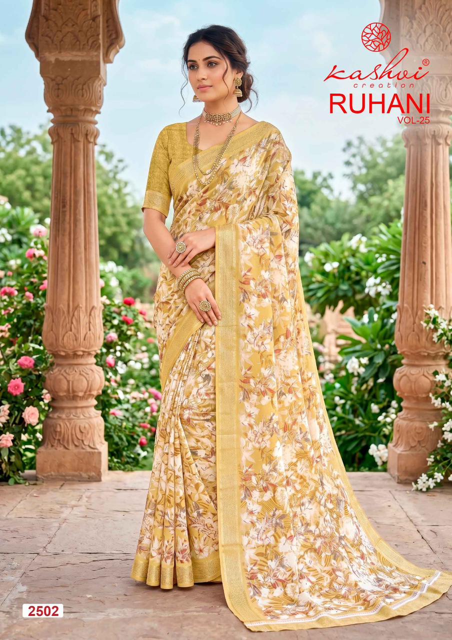 Ruhani Vol 25 Kashvi Creation Dull Moss Sarees Wholesale