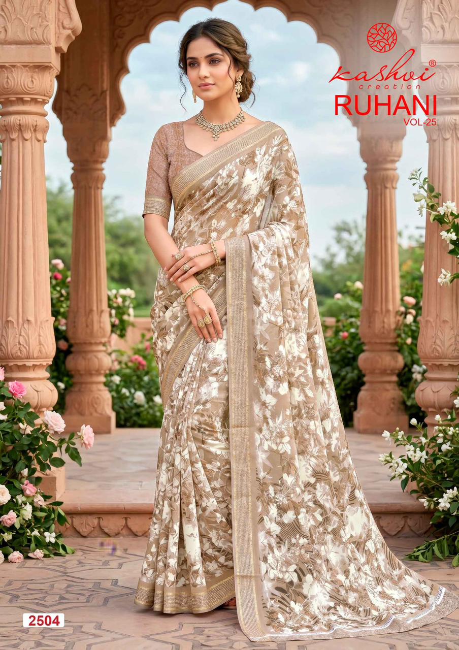 Ruhani Vol 25 Kashvi Creation Dull Moss Sarees Wholesale