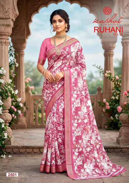 Ruhani Vol 25 Kashvi Creation Dull Moss Sarees Wholesale