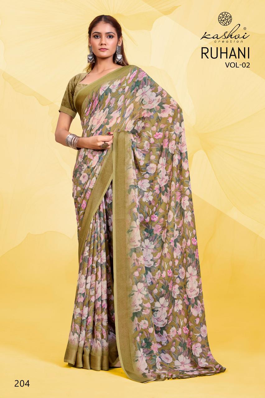 Ruhani Vol 2 Kashvi Creation Dull Moss Sarees Supplier