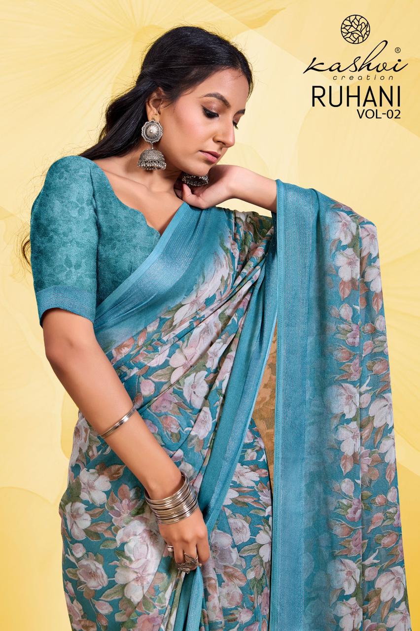 Ruhani Vol 2 Kashvi Creation Dull Moss Sarees Supplier