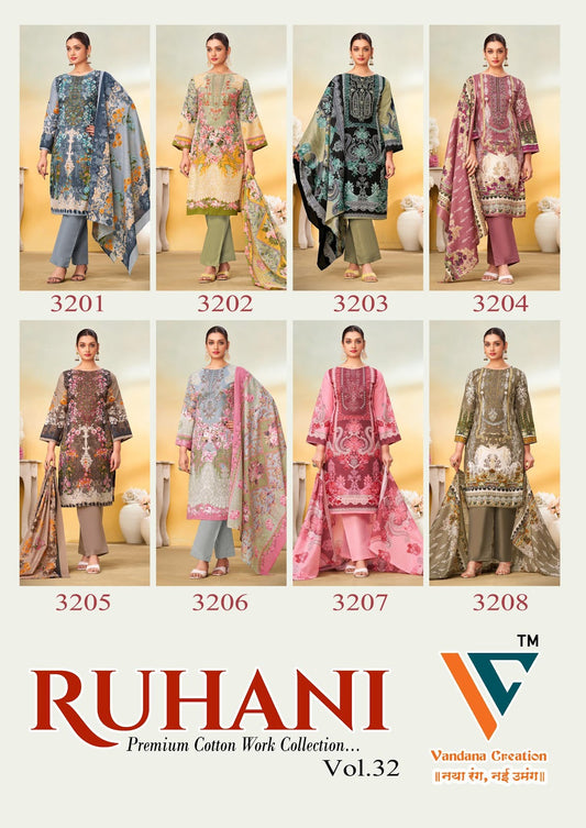 Ruhani Vol 32 Vandana Creation Cotton Karachi Salwar Suits Wholesaler India