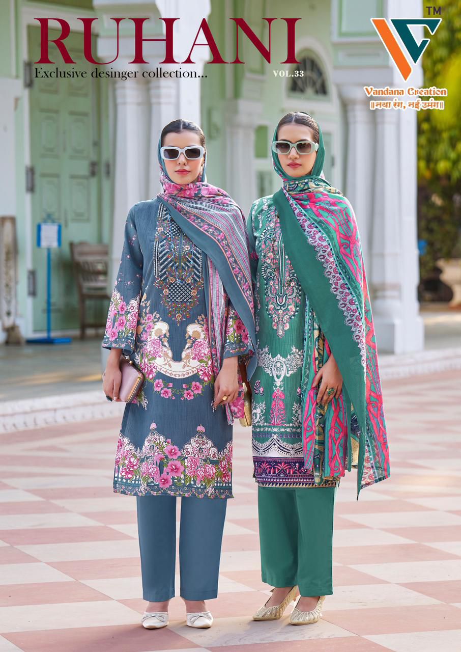 Ruhani Vol 33 Vandana Creation Cotton Karachi Salwar Suits Exporter Ahmedabad