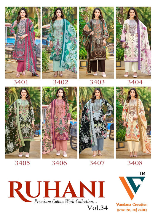 Ruhani Vol 34 Vandana Creation Cotton Karachi Salwar Suits Wholesaler India