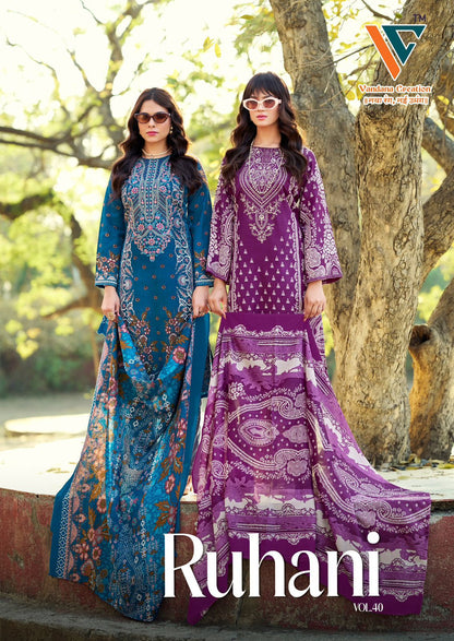 Ruhani Vol 40 Vandana Creation Mix Cotton Karachi Salwar Suits Manufacturer Ahmedabad