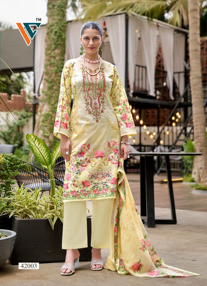 Ruhani Vol 42 Vandana Creation Mix Cotton Karachi Salwar Suits Wholesaler Ahmedabad