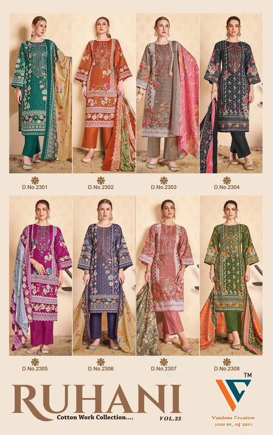 Ruhani? Vol 23 Vandana Creation Cotton Karachi Salwar Suits Manufacturer India