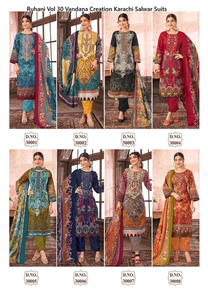 Ruhani? Vol 30 Vandana Creation Cotton Karachi Salwar Suits Exporter Gujarat