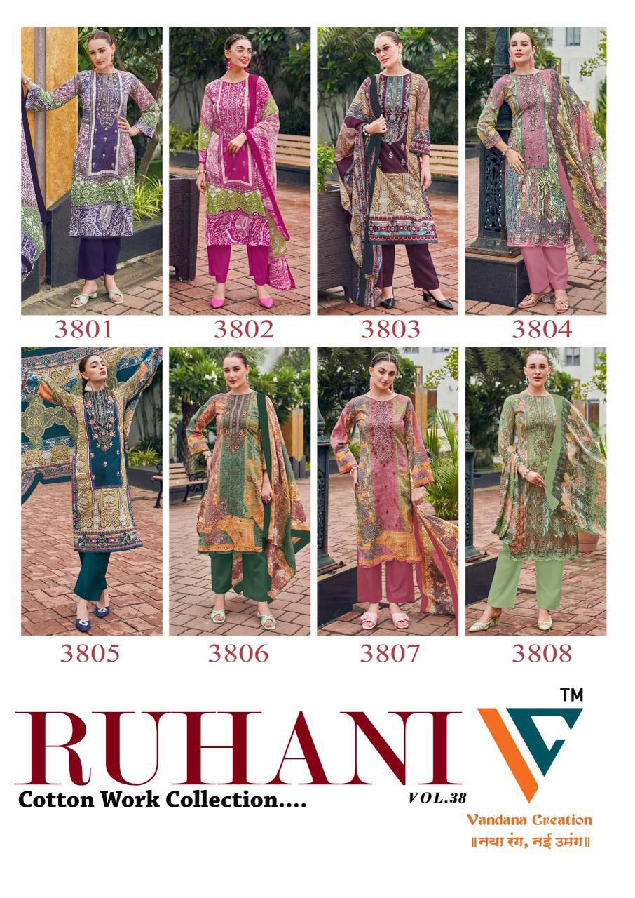 Ruhani Vol 38 Vandana Creation Mix Cotton Karachi Salwar Suits Exporter Ahmedabad