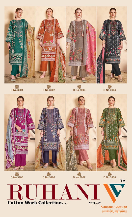 Ruhani Vol 39 Vandana Creation Mix Cotton Karachi Salwar Suits Supplier India