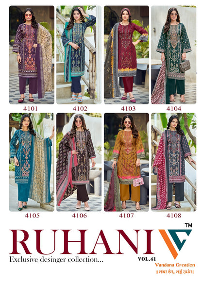 Ruhani Vol 41 Vandana Creation Mix Cotton Karachi Salwar Suits Manufacturer Gujarat