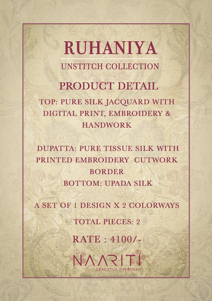 Ruhaniya Naariti Pure Silk Plazzo Style Suits Exporter Gujarat