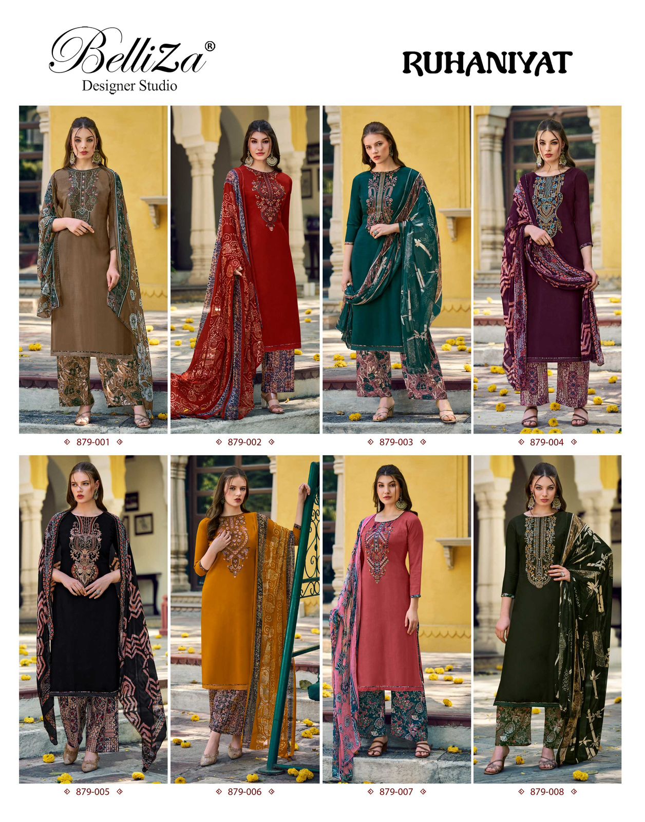 Ruhaniyat 879 Series Belliza Designer Studio Viscose Rayon Salwar Suits Wholesaler Ahmedabad