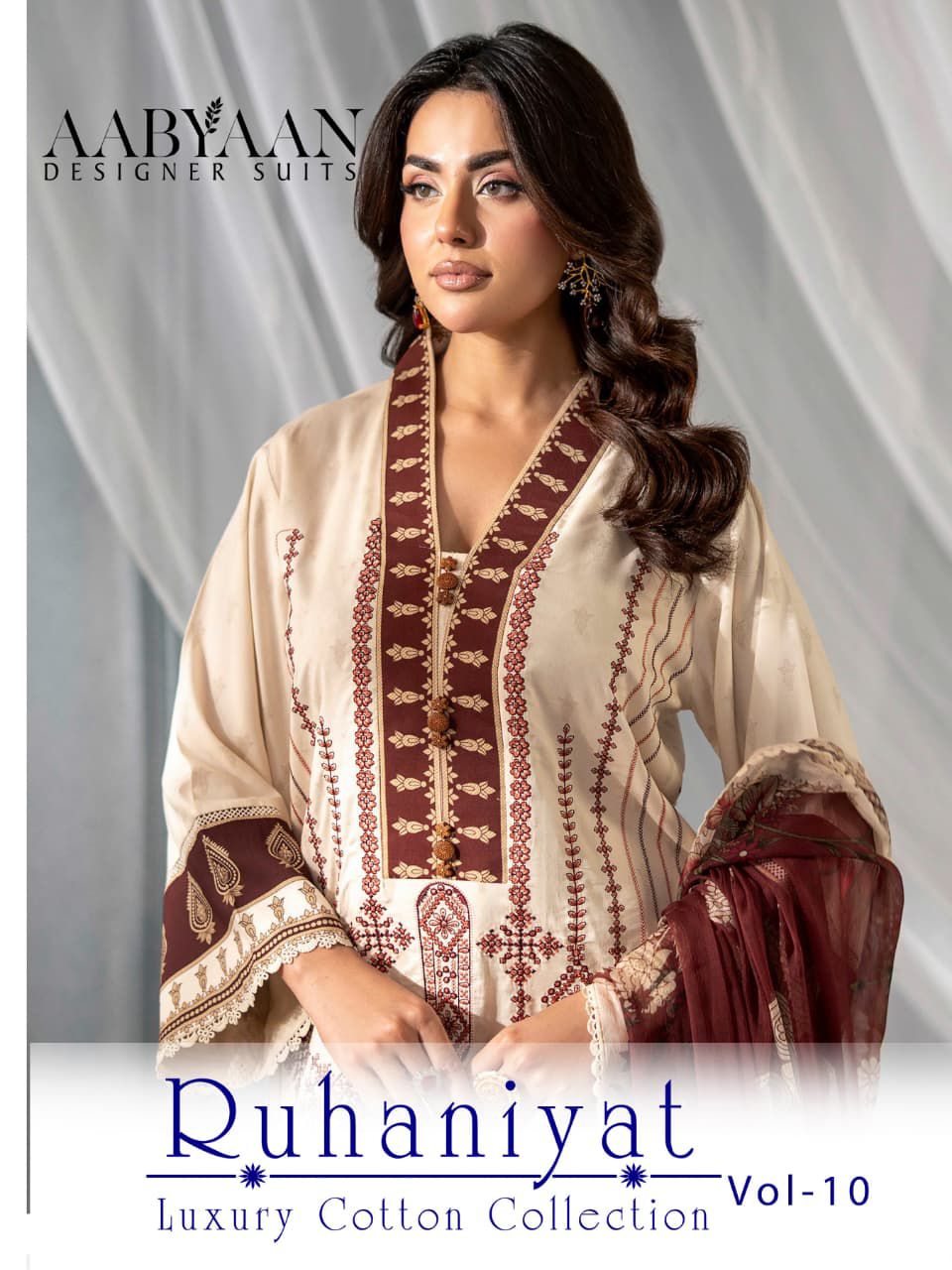 Ruhaniyat Vol 10 Aabyaan Cotton Karachi Salwar Suits Exporter Gujarat
