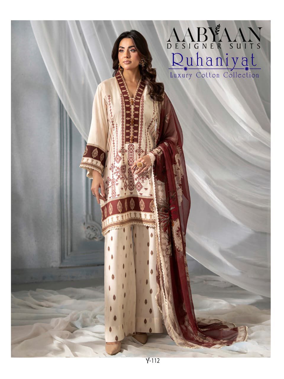 Ruhaniyat Vol 10 Aabyaan Cotton Karachi Salwar Suits Exporter Gujarat
