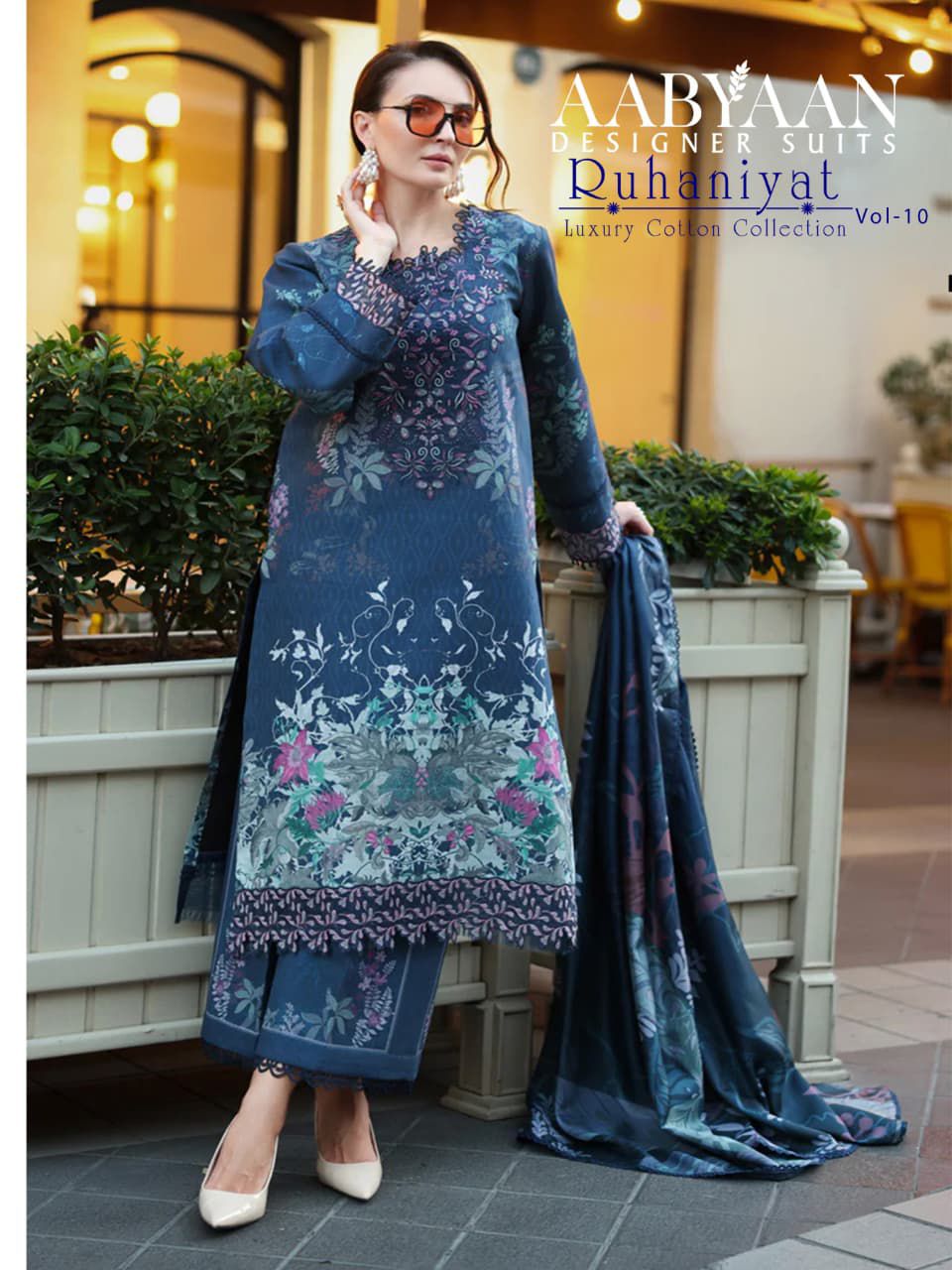 Ruhaniyat Vol 10 Aabyaan Cotton Karachi Salwar Suits Exporter Gujarat