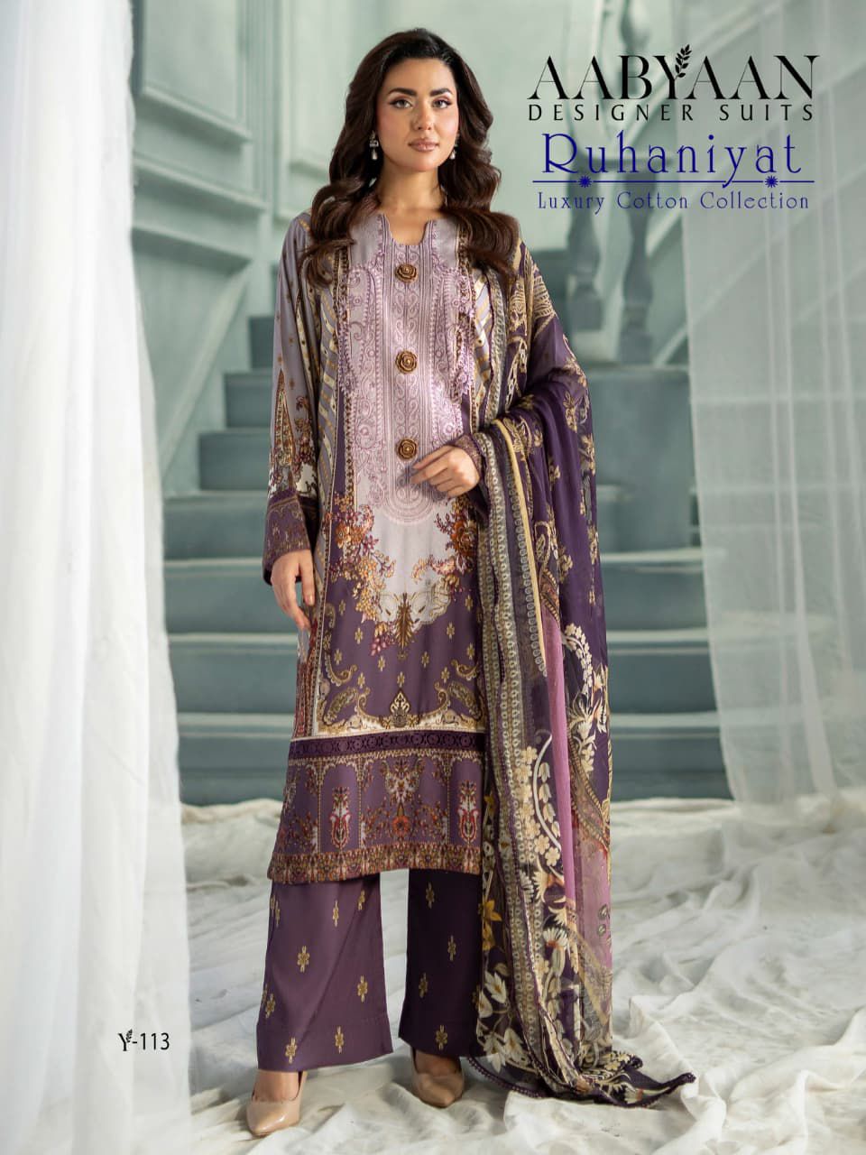 Ruhaniyat Vol 10 Aabyaan Cotton Karachi Salwar Suits Exporter Gujarat