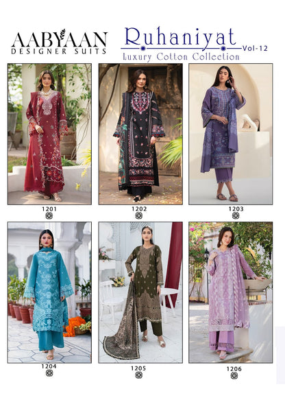 Ruhaniyat Vol 12 Aabyaan Mix Cotton Karachi Salwar Suits Supplier Gujarat