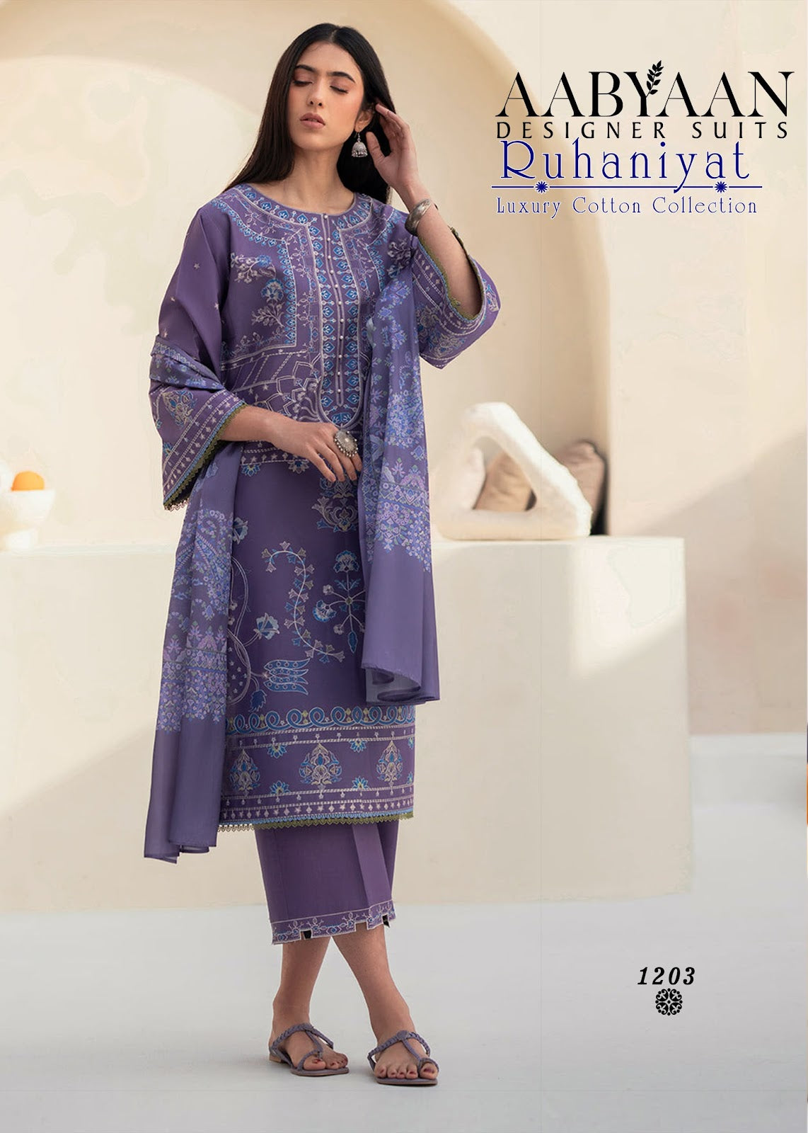 Ruhaniyat Vol 12 Aabyaan Mix Cotton Karachi Salwar Suits Supplier Gujarat