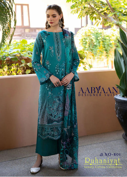 Ruhaniyat Vol 8 Luxury Cotton Collection Aabyaan Karachi Salwar Suits Supplier Gujarat