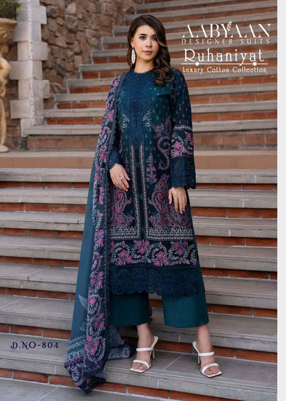 Ruhaniyat Vol 8 Luxury Cotton Collection Aabyaan Karachi Salwar Suits Supplier Gujarat