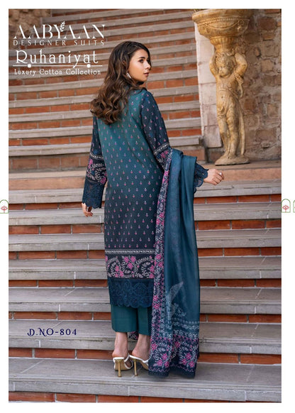 Ruhaniyat Vol 8 Luxury Cotton Collection Aabyaan Karachi Salwar Suits Supplier Gujarat