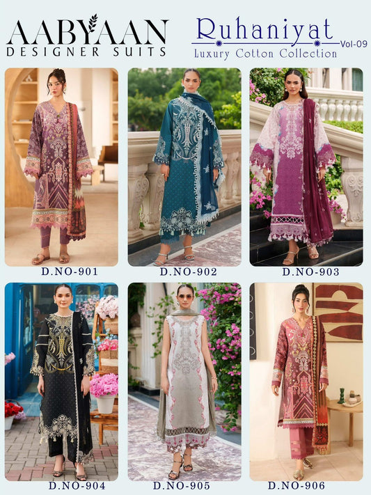 Ruhaniyat Vol 9 Aabyaan Cotton Karachi Salwar Suits Exporter