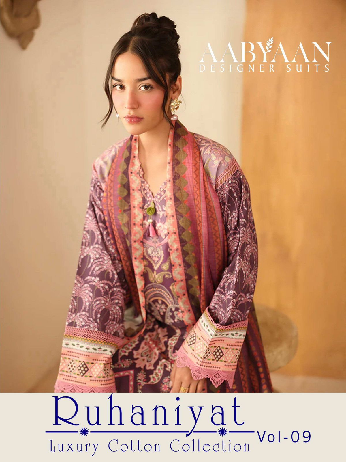 Ruhaniyat Vol 9 Aabyaan Cotton Karachi Salwar Suits Exporter