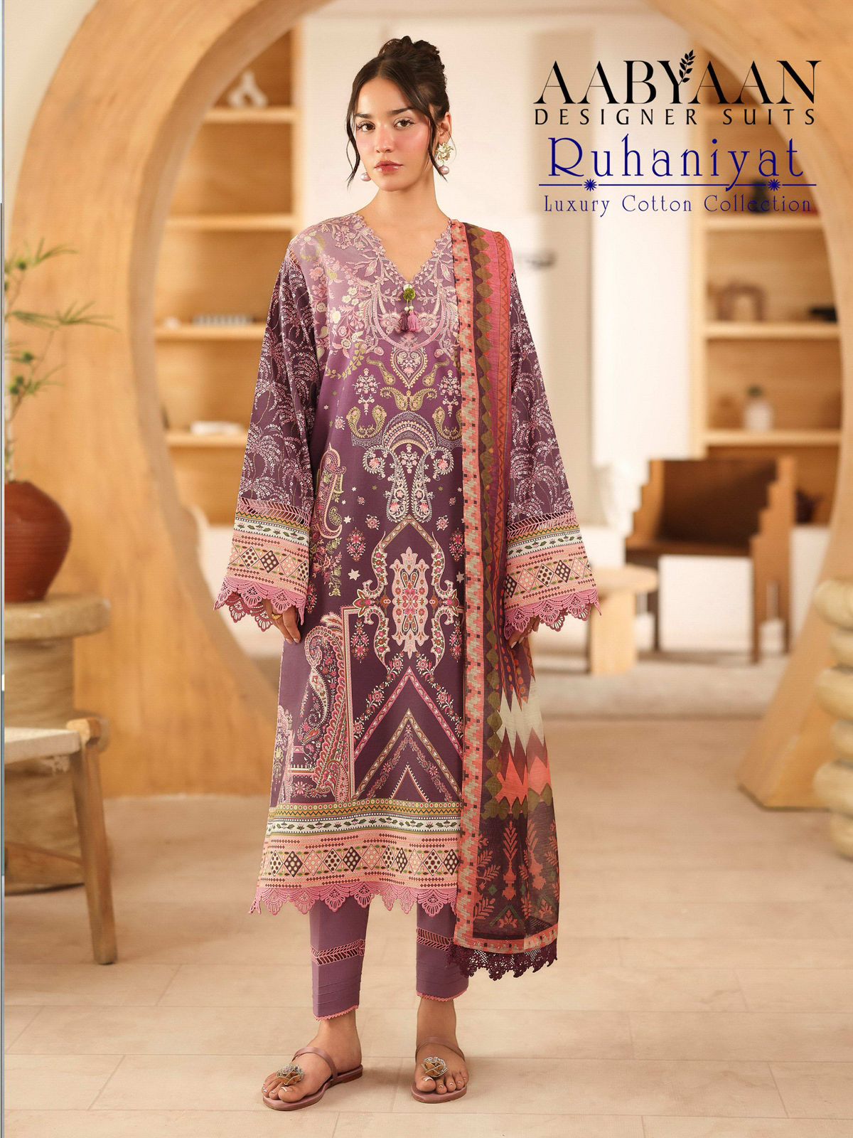 Ruhaniyat Vol 9 Aabyaan Cotton Karachi Salwar Suits Exporter