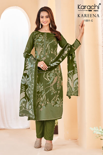 Ruhi-Simran-Kareena Karachi Prints Jam Satin Pant Style Suits Wholesale