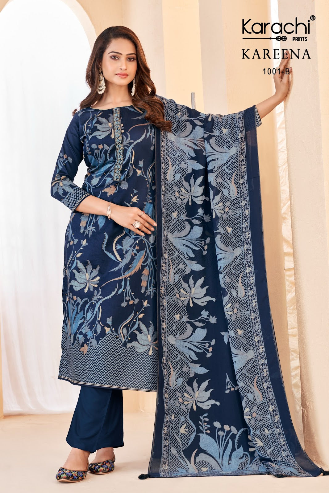 Ruhi-Simran-Kareena Karachi Prints Jam Satin Pant Style Suits Wholesale