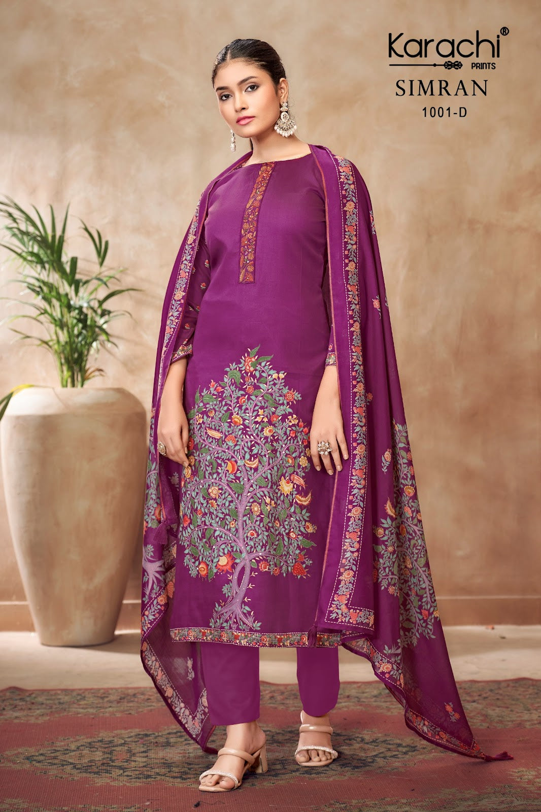 Ruhi-Simran-Kareena Karachi Prints Jam Satin Pant Style Suits Wholesale