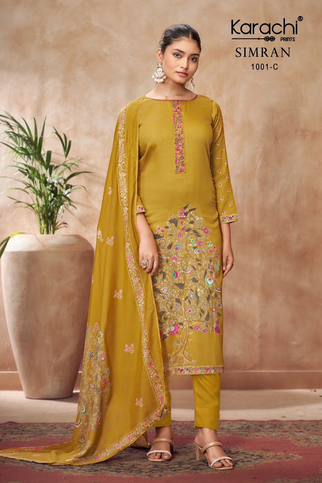 Ruhi-Simran-Kareena Karachi Prints Jam Satin Pant Style Suits Wholesale