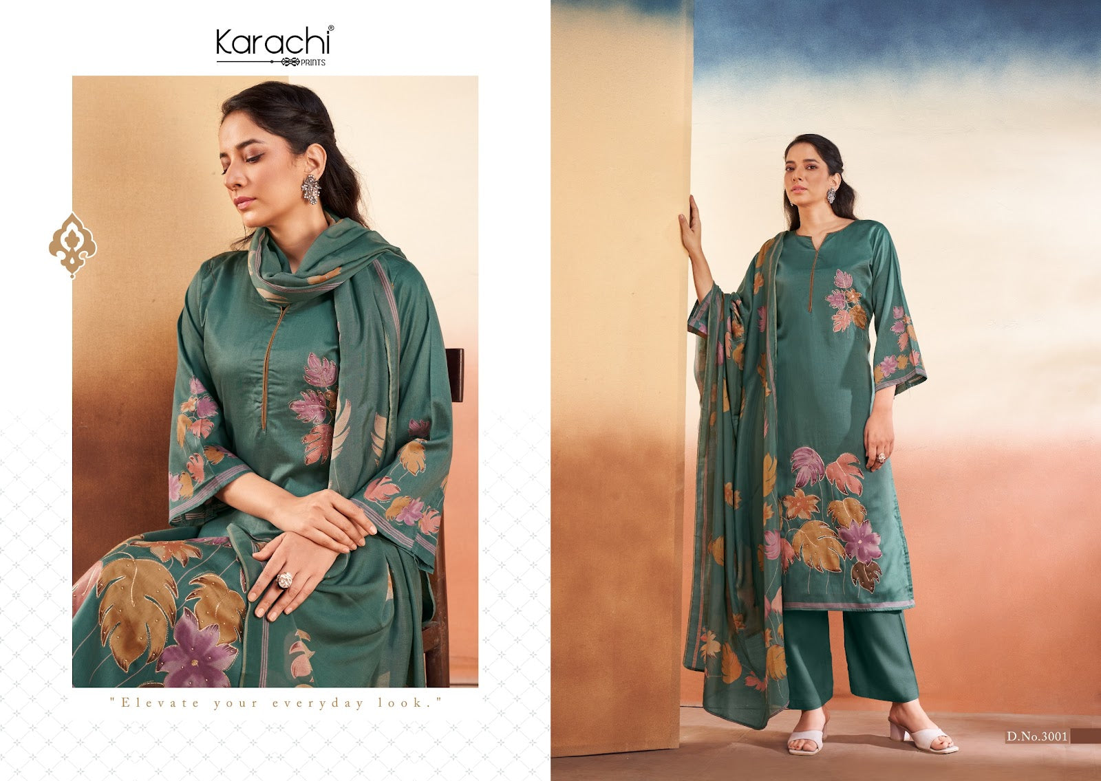 Ruhi-Simran-Kareena Karachi Prints Jam Satin Pant Style Suits Wholesale