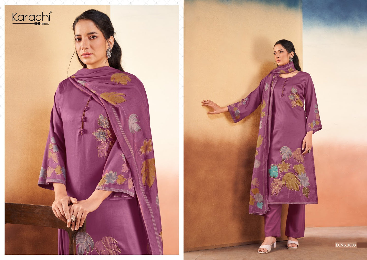 Ruhi-Simran-Kareena Karachi Prints Jam Satin Pant Style Suits Wholesale