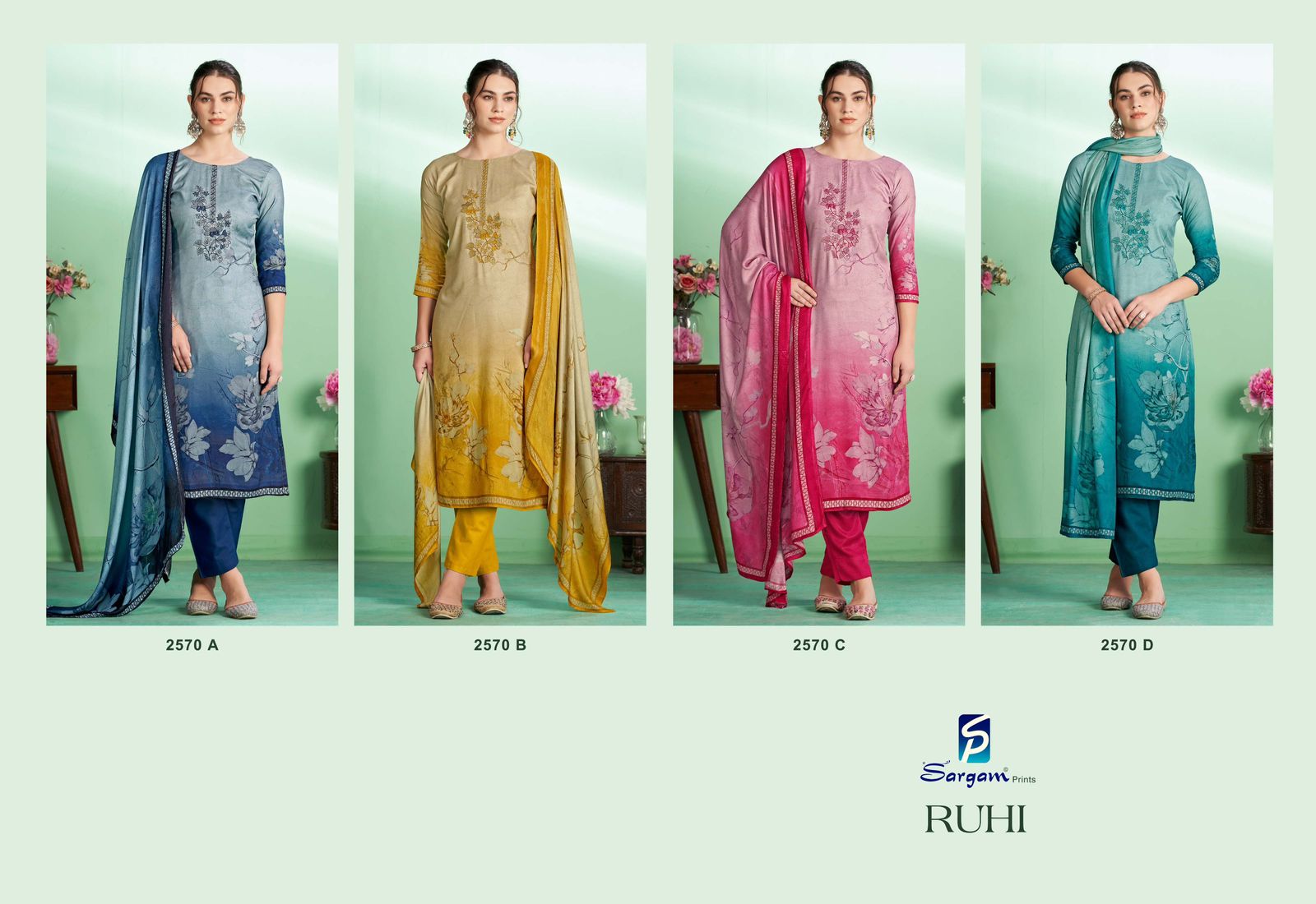 Ruhi 2570 Sargam Prints Woolen Pashmina Suits Manufacturer